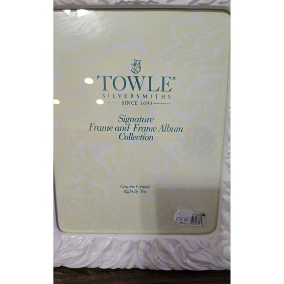 Towle Silversmiths White Ceramic 8x10 Signature Photo Frame With Elegant Embosse - Picture 2 of 7